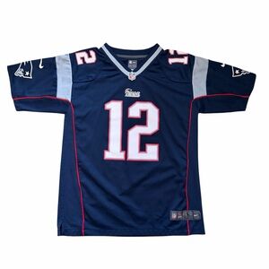 Nike NFL New England Patriots Tom Brady #12 Jersey Youth Large On Field Blue
